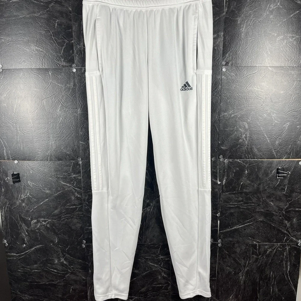 Adidas Men's White 3-Stripes Track Pants Medium